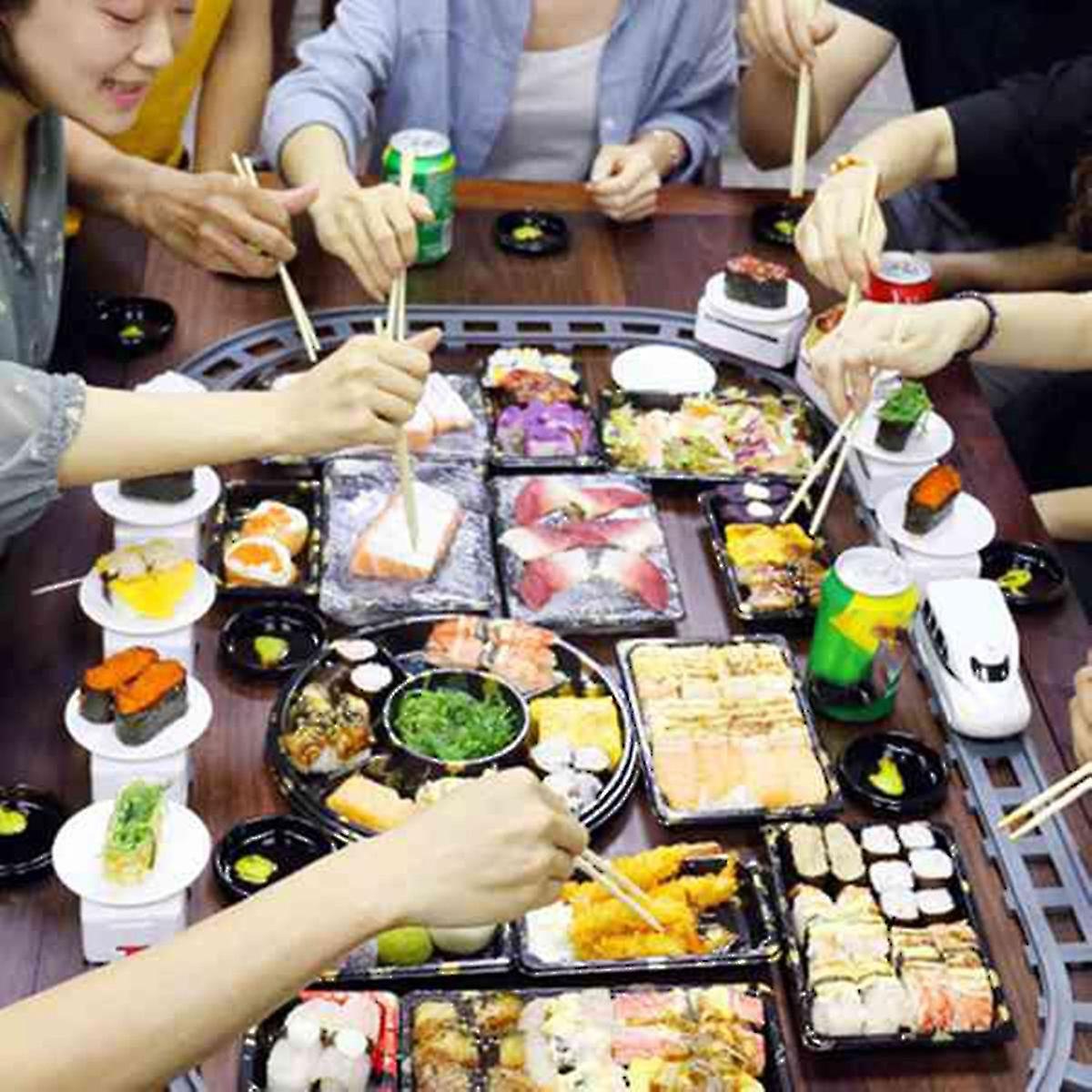 Born Pretty Sushi Train Rotary Sushi Toy Track Conveyor Belt Rotating Table Kid Food Train Set Diy Sushi Sushi