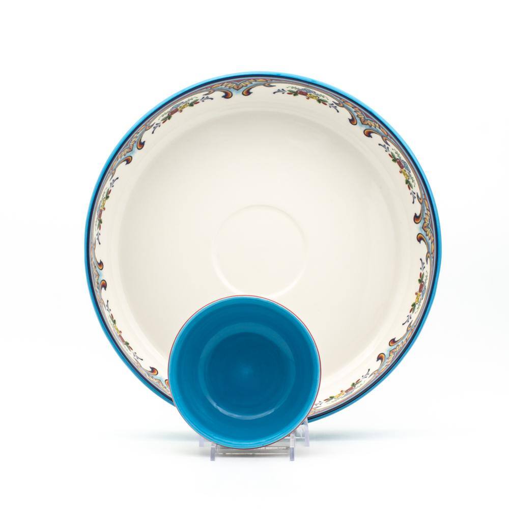 Euro Ceramica 13in Zanzibar 2-Piece Multicolor Ceramic Chip and Dip YS-ZB-1018