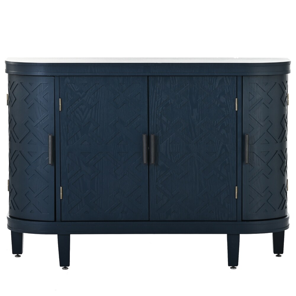 Accent Storage Cabinet Sideboard Wooden Cabinet with Antique Pattern Doors