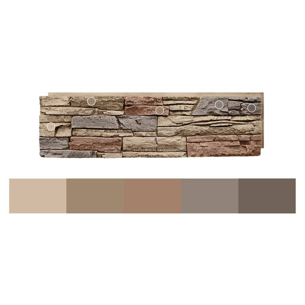 GenStone Stacked Stone Desert Sunrise 12 in. x 42 in. Composite Faux Stone Siding Panel G2SSDSHP