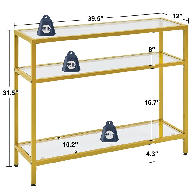 Yaheetech 3 layer Console Table Tempered Glass Porch Table