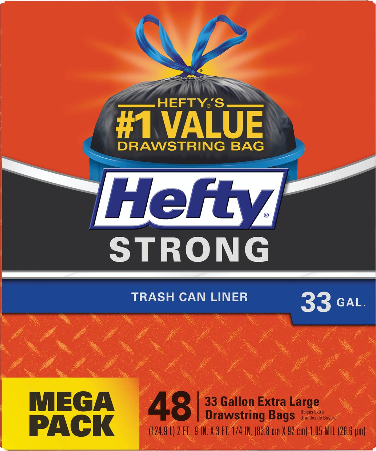 Hefty Strong Trash Bag 33 Gal. Black