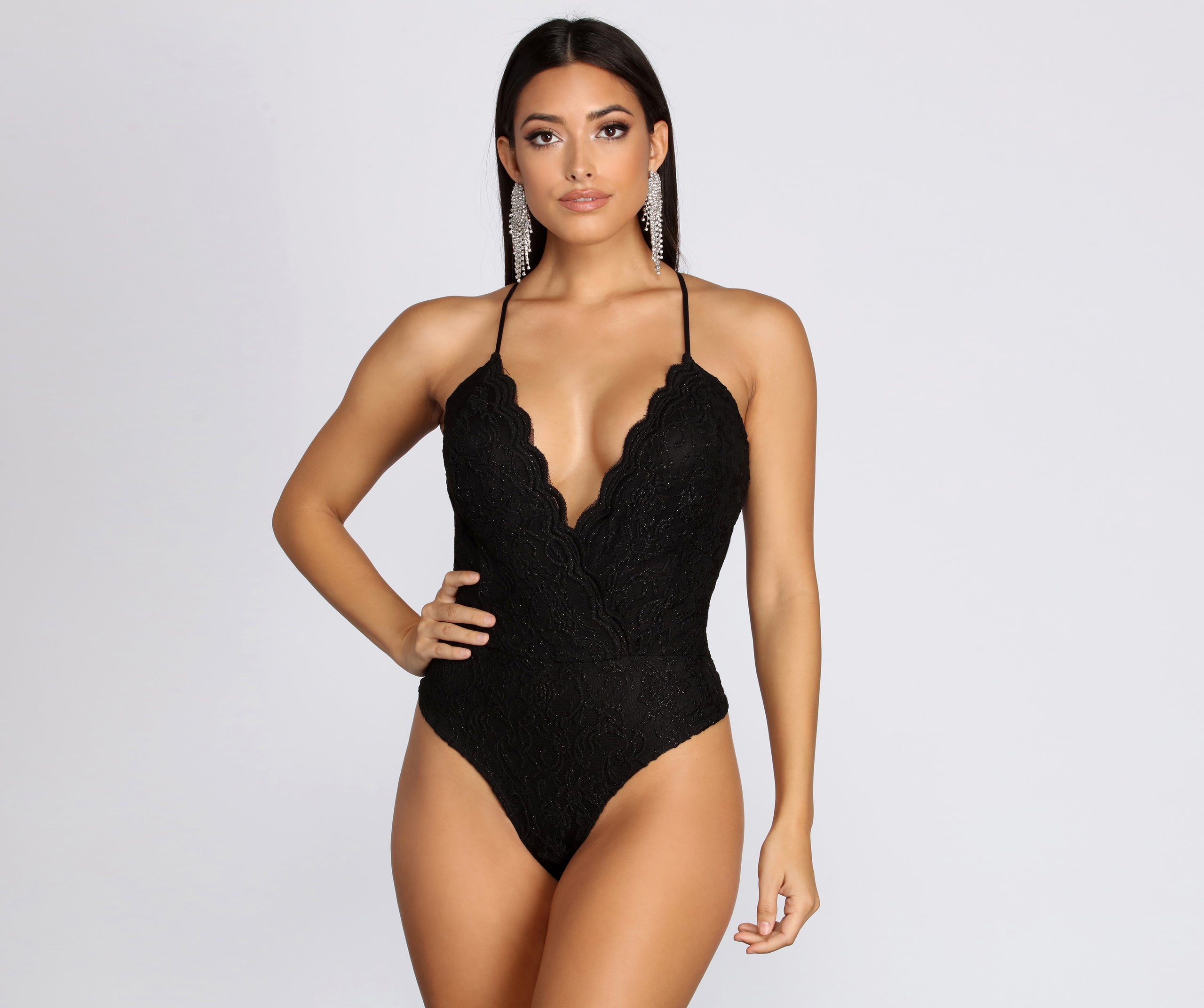 In Love In Lace Glitter Bodysuit