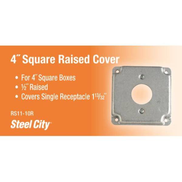 Steel City 4 in. Square Box Surface Cover Single Duplex Receptacle RS11-10R