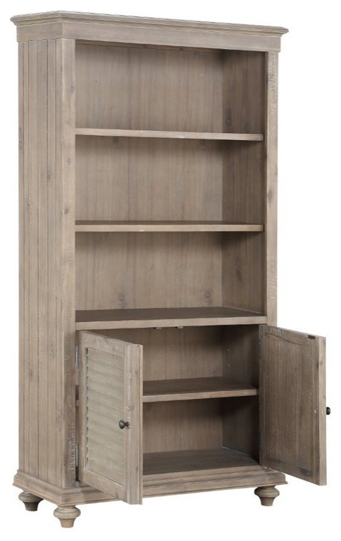 Lexicon Cardano Wood Bookcase in Driftwood Charcoal   Traditional   Bookcases   by Homesquare  Houzz