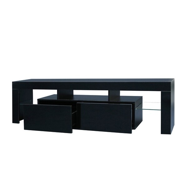 63''L Matt Laminate Finish TV Cabinet LED TV Stand with 2 Doors， up to 70''TV Entertainment Center