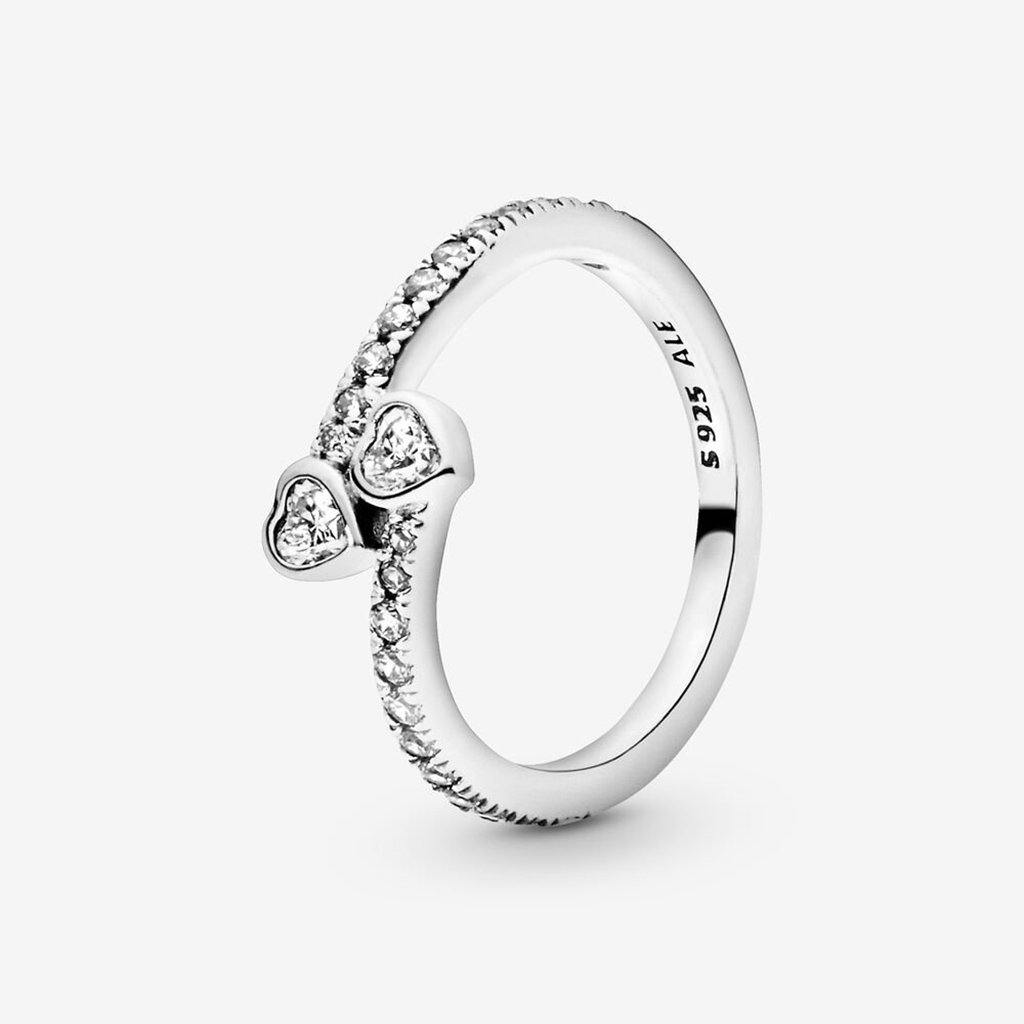 PANDORA  Two Sparkling Hearts Ring