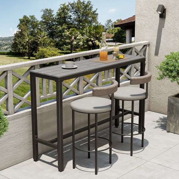 Pellebant Patio Outdoor Bar Table Rectangle Pub Table Dining Table