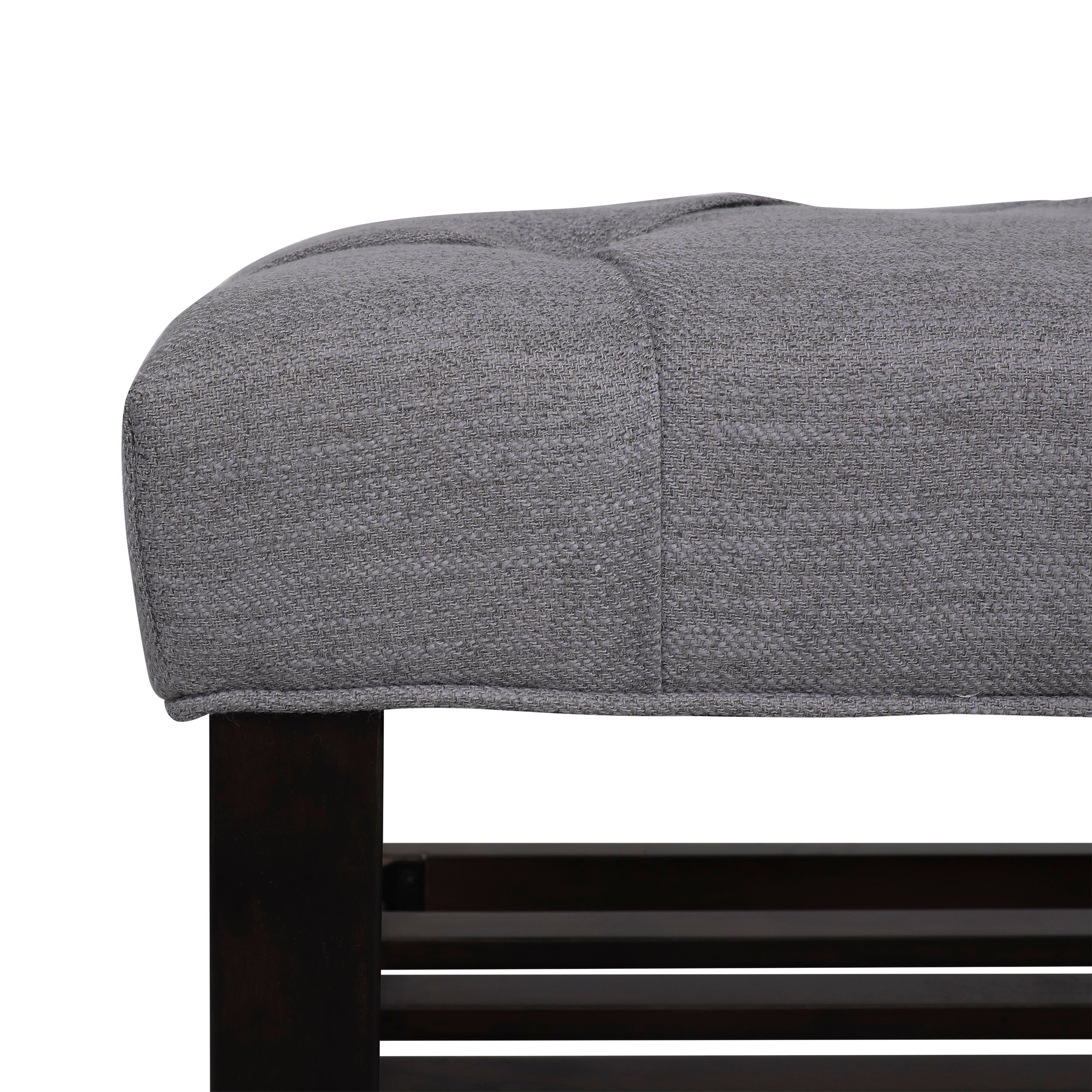 Pelon Contemporary Button Tufted Bench with Shelf