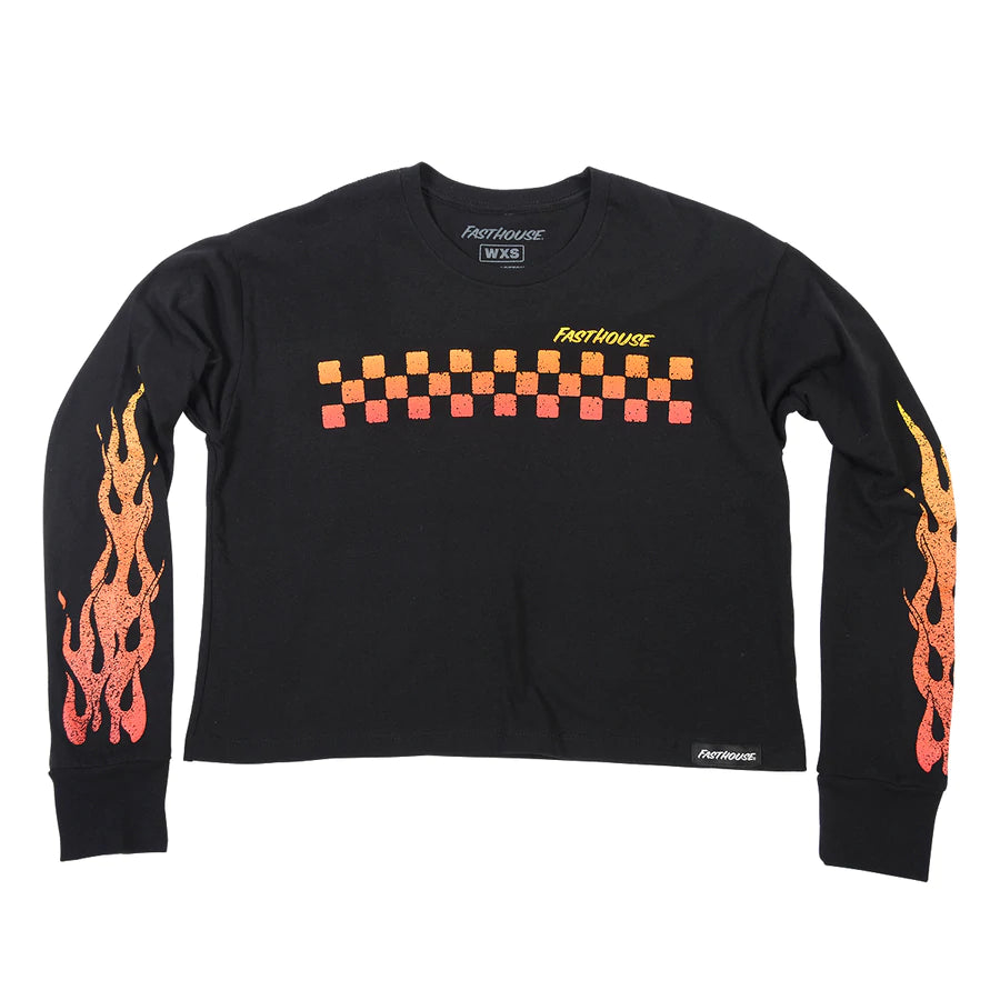 Fasthouse Ricky Long Sleeve Crop Tee - Womens - Black