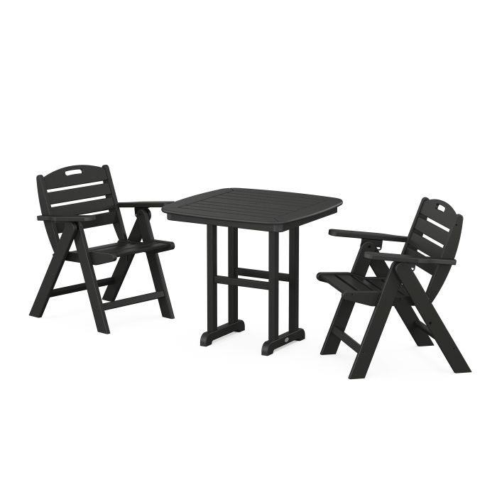 Polywood Nautical Folding Lowback Chair 3-Piece Dining Set PWS1219-1