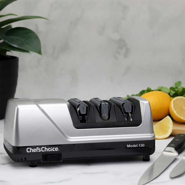 Chef x27 schoice Model 130 Professional Electric Knife Sharpener 3 stage 20 degree Trizor In Platinum 0130506