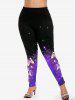 Butterfly Galaxy Print T-shirt and High Waist Butterfly Print Leggings Plus Size Matching Set