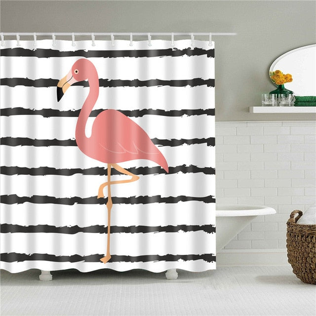 Nordic Pictures Polyester Waterproof Shower Curtains High Quality Animals Flamingo Shower Curtain In The Bathroom