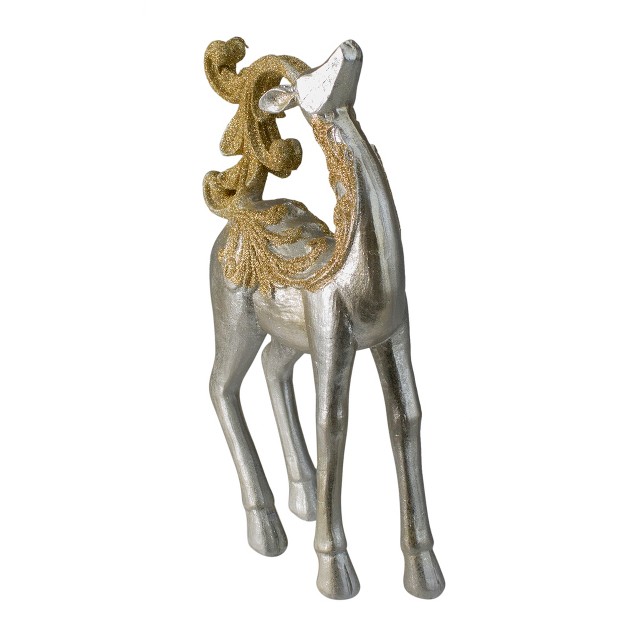 Silver And Gold Glitter Christmas Tabletop Reindeer Figure