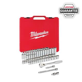 MW 38 in. Drive SAEMetric Ratchet and Socket Mechanics Tool Set with 38 in. Drive 5 in. Stubby Ratchet (57-Piece) 48-22-9008-48-22-9036