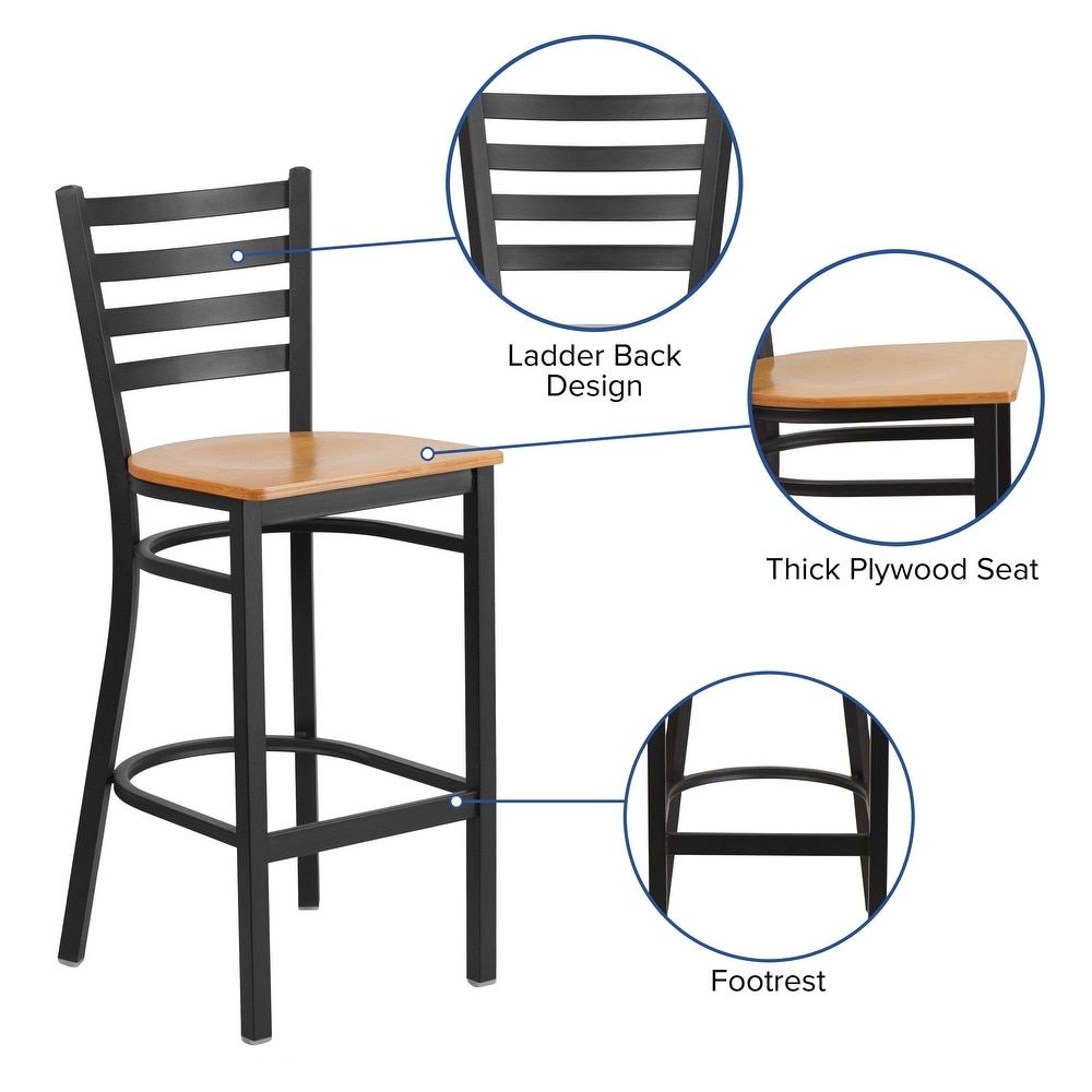 Ladder Back Metal Restaurant Barstool   17\