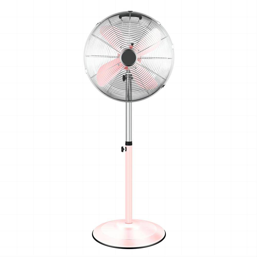 dubbin Premium Metal Pink Stand Fan with Adjustable Height 3 Speed Settings and Low Noise Operation FXFAN-7021