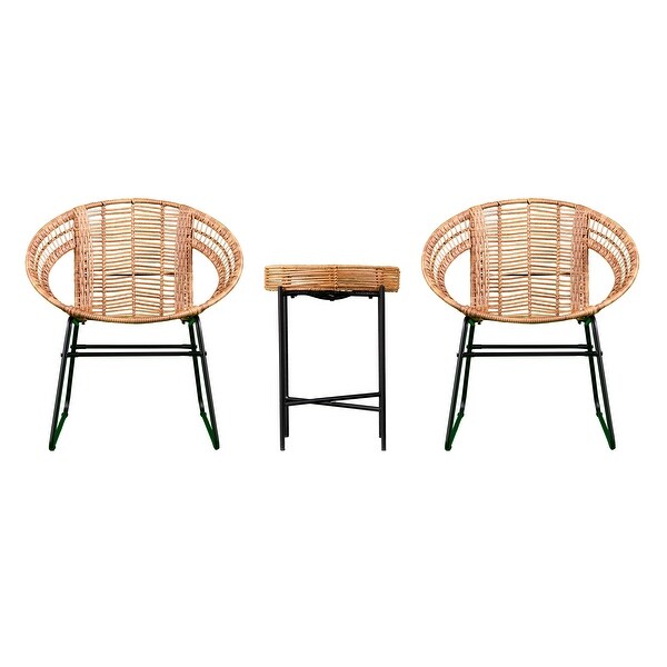 SEI Furniture Arti Contemporary AllWeather Natural Rattan 3Piece Patio Bistro Set