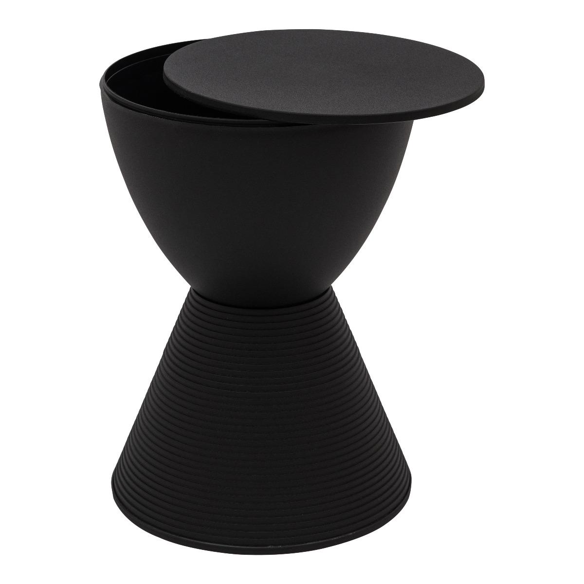 LeisureMod Boyd Modern Round Plastic Side Table Black