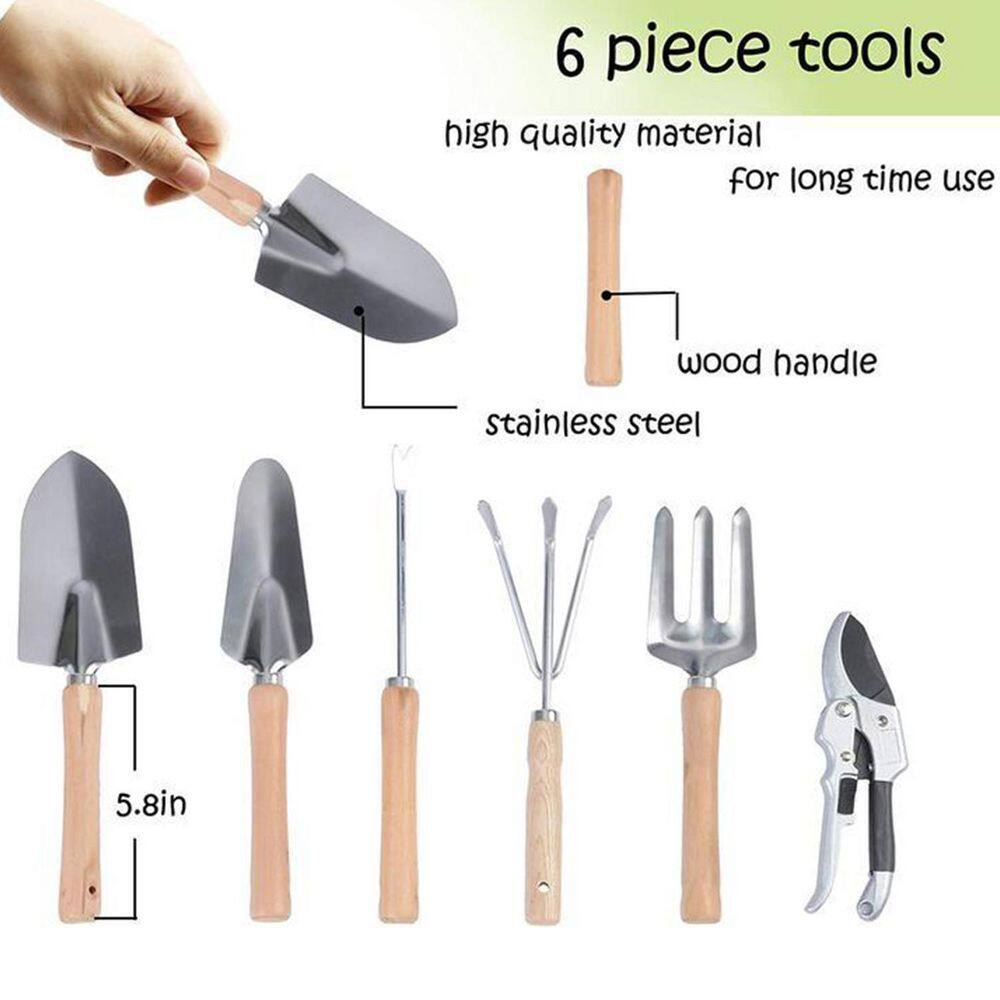 Cisvio 9-Piece Garden Tools Set Ergonomic Wooden Handle Sturdy Stool with Detachable Tool Kit Perfect for Garden D0102HPEE2V