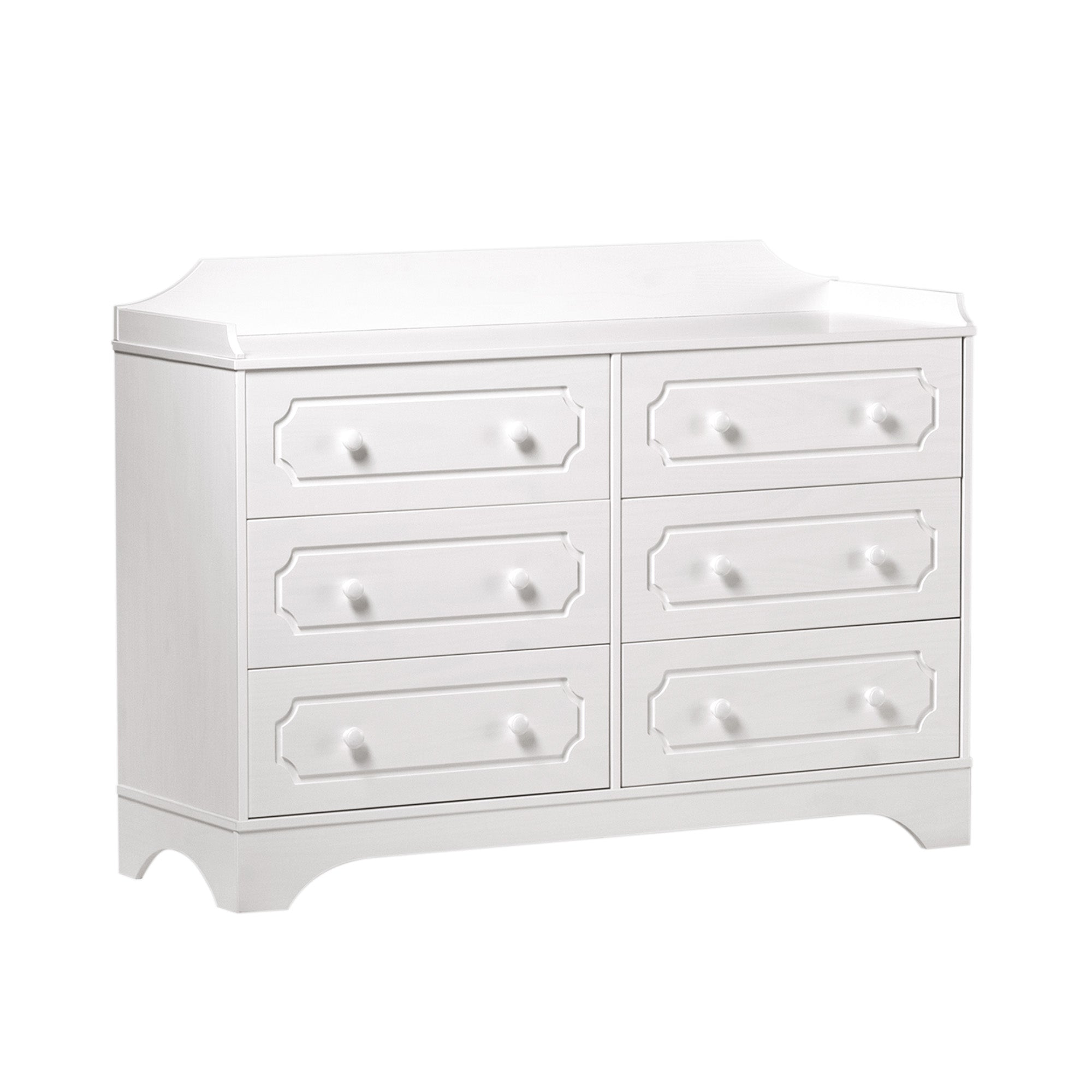 Manor Park Classic Gallery-Top Beveled 6-Drawer Dresser, White