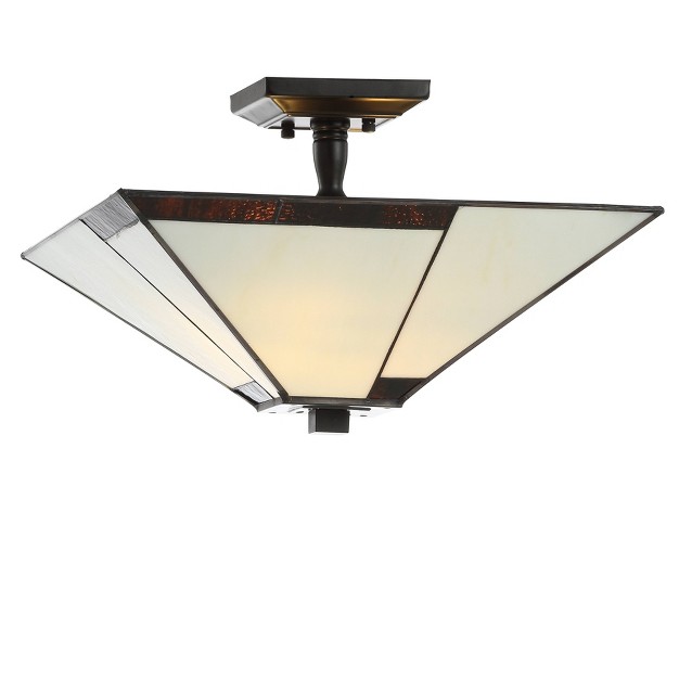 Glass metal Julian  Style Semi Flush Mount includes Energy Efficient Light Bulb White Jonathan Y