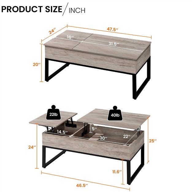 Yaheetech Lift Top Coffee Table With Hidden Compartments