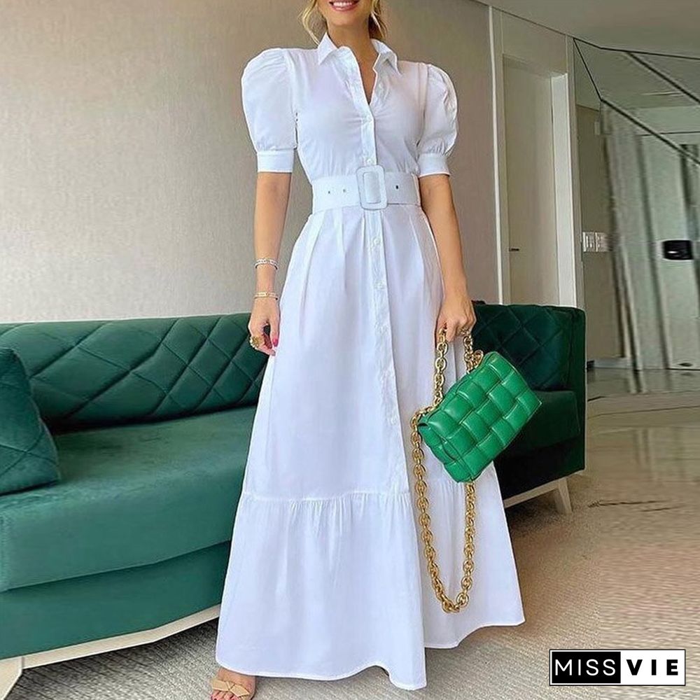 Women Party Maxi Dress Elegant Striped Office Lady Long Dresses