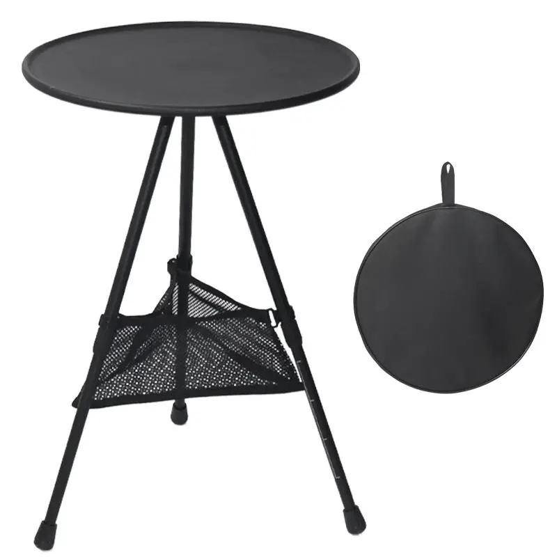 Upgraded Camping Height Adjustable Foldable Aluminium  Triangular Small Round Table