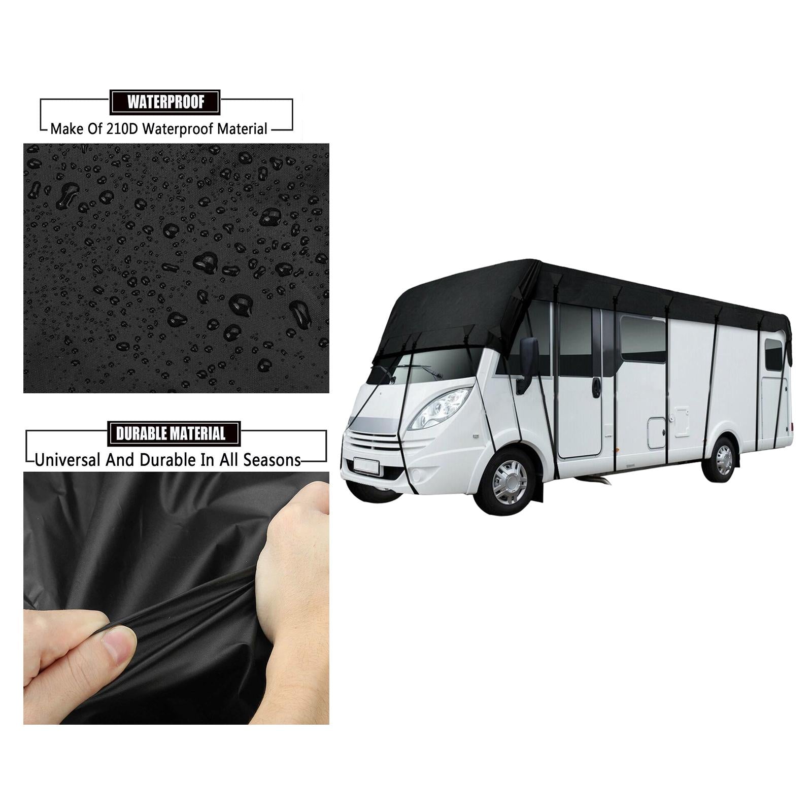 Portable RV Roof Cover Water Motorhome Tarpaulin Protective Wind Collapsible Dust for Travel Trailers 8.5m x