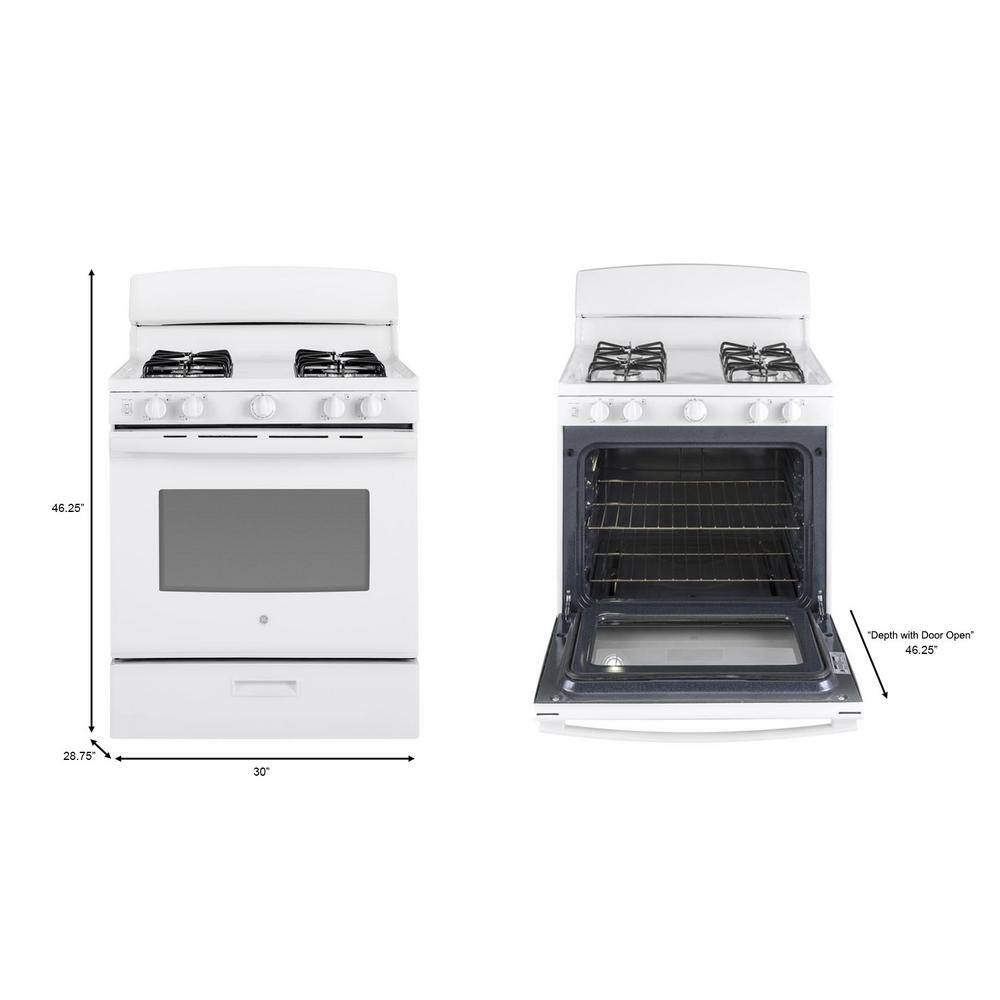 GE 30 in. 4.8 cu. ft. Freestanding Gas Range in White JGBS30DEKWW