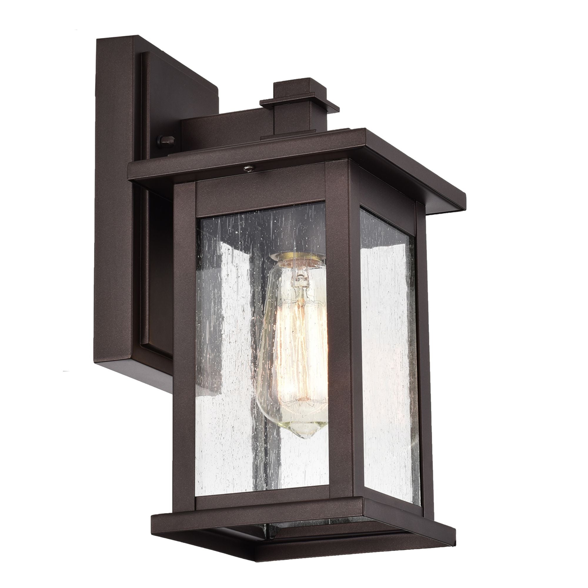 Oil Rubbed Bronze Outdoor Wall Light,Waterproof Outdoor Wall Lamps Porch Lights Wall Lantern, Wall Sconce with Seeded Glass Shade