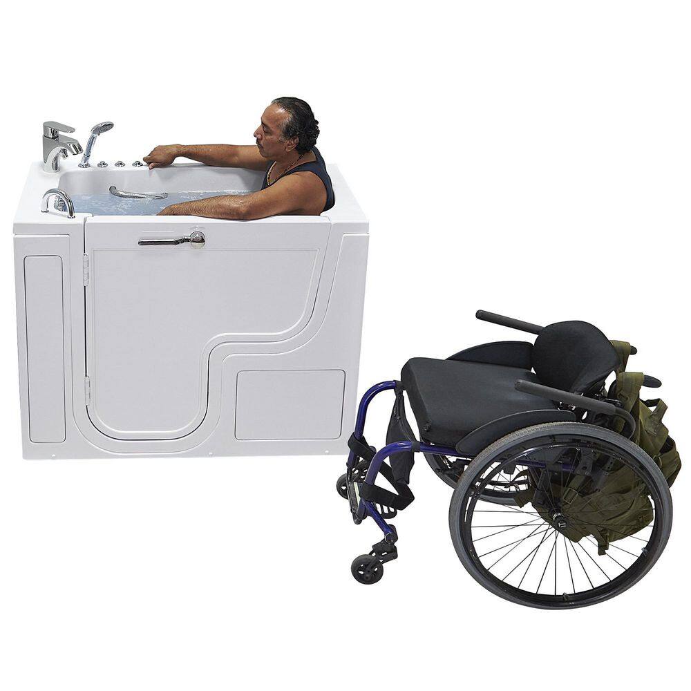 Ella Wheelchair Transfer32 52 in. Acrylic Walk-In Whirlpool and Air Bath Bathtub in White Fast Fill Faucet Right Dual Drain OLA3252D-R-2P