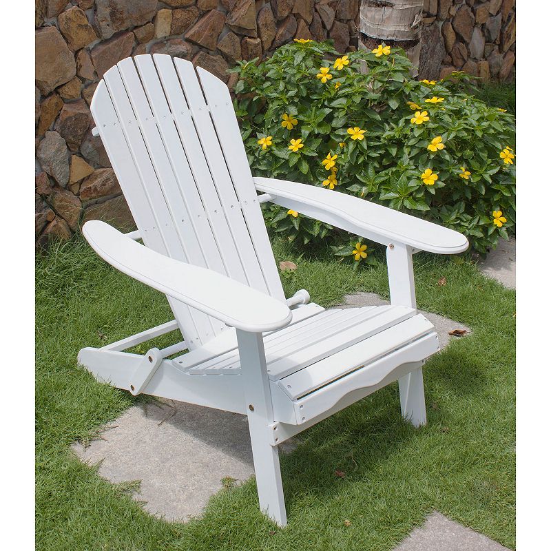 Northbeam Outdoor Garden Portable Foldable Wooden Adirondack Deck Chair， White