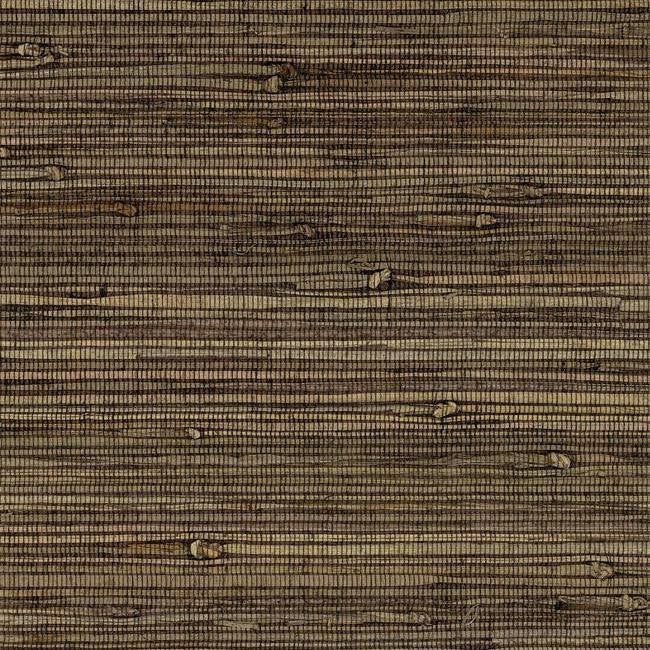 Sample Knotted Grass Wallpaper in Dark Brown from the Grasscloth II Collection