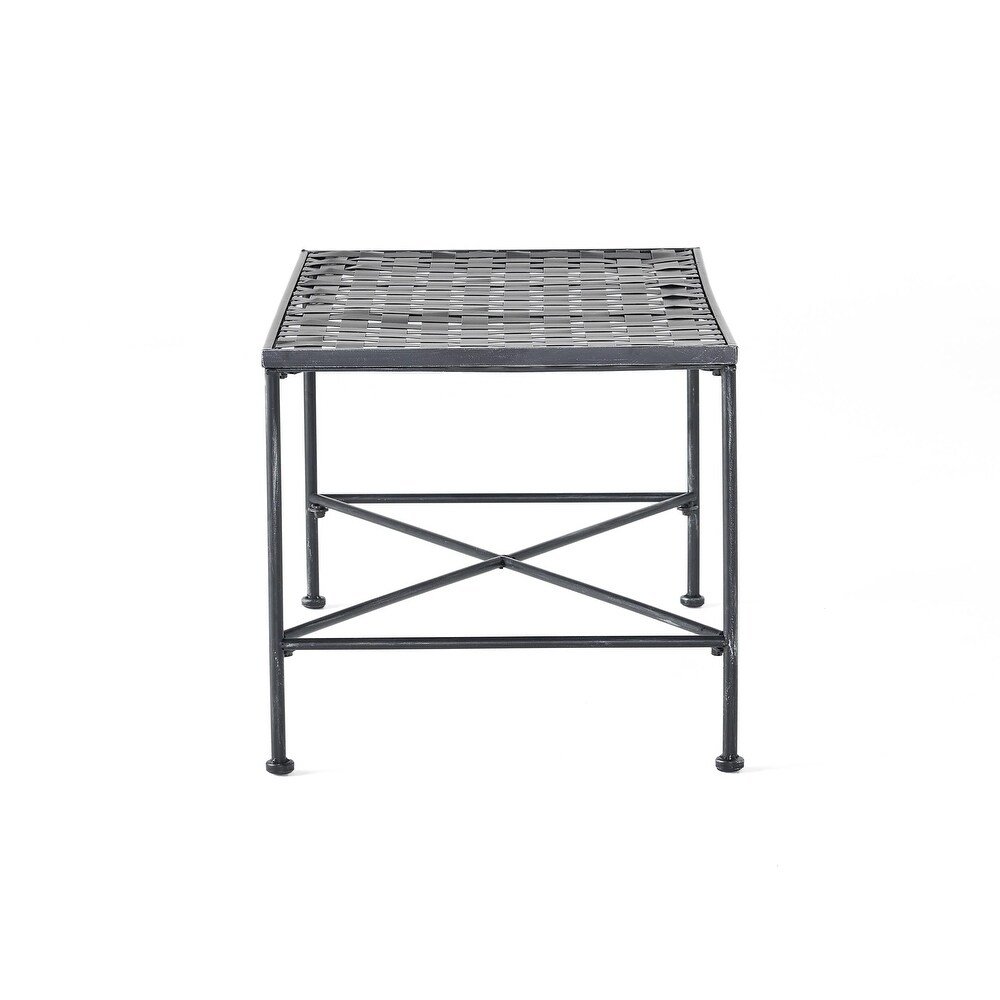 Petra Iron Coffee Table  Black Brush Silver