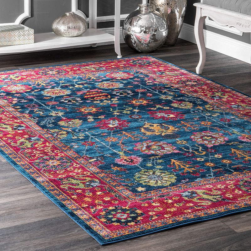 nuLOOM Classic Tinted Framed Floral Rug