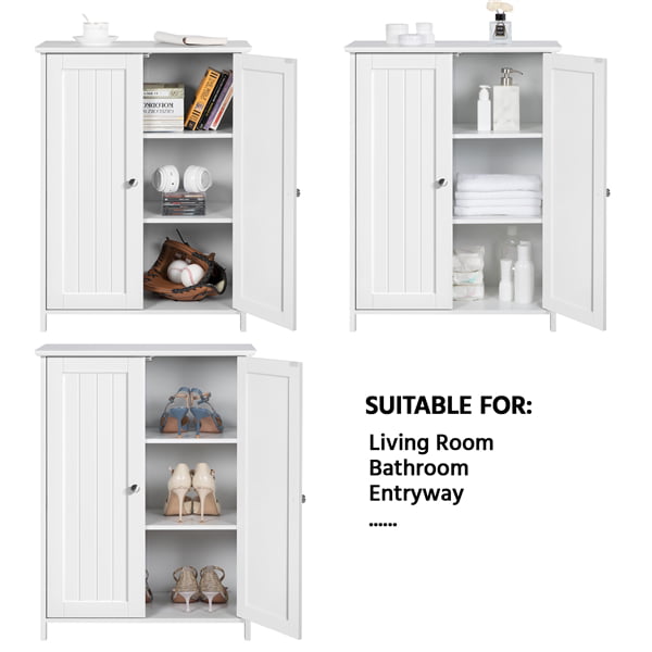 Alden Design Contemporary Storage Cabinet with 2 Doors and 2 Adjustable Shelves, White