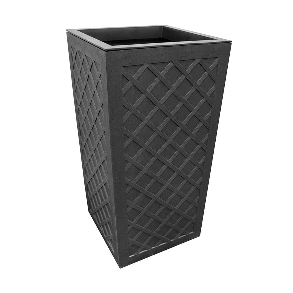 Tierra Verde Vitality 13.5 in. W x 26.5 in. H Square Slate Rubber Self-Watering Planter MT5100371CM