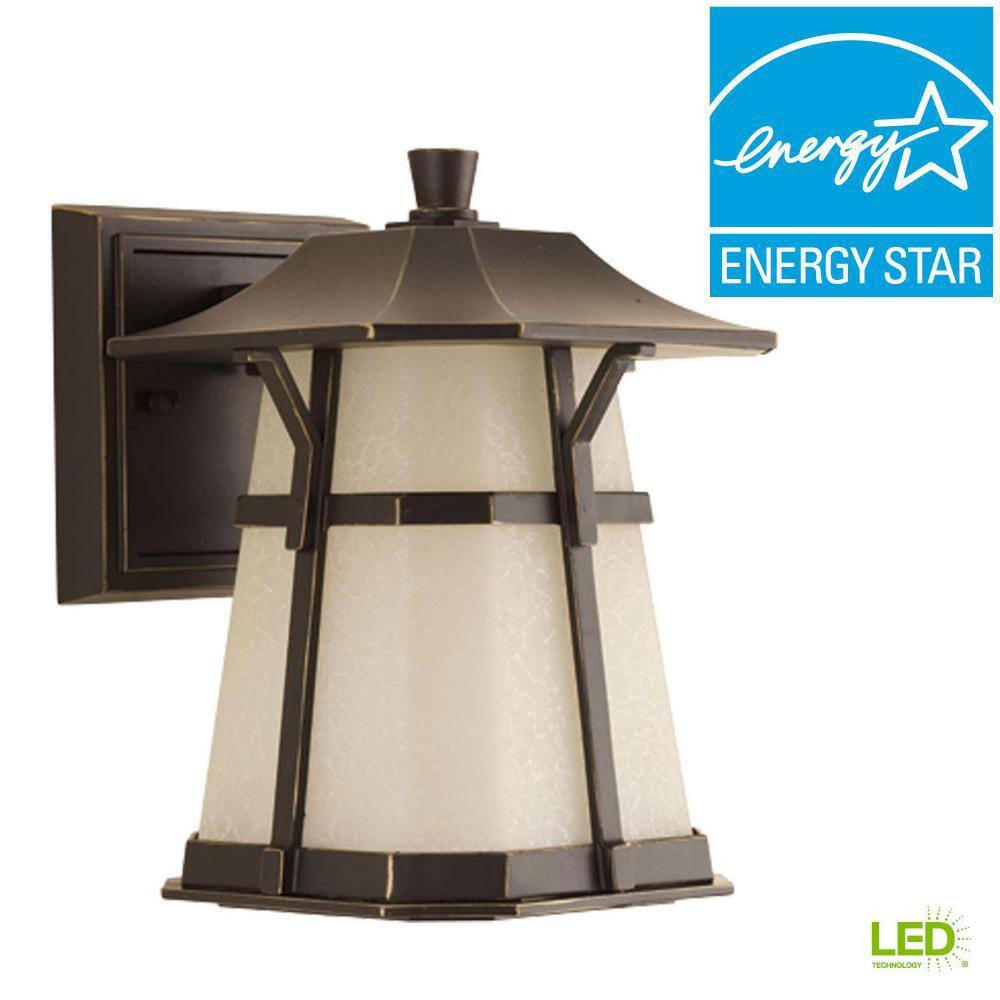 Progress Lighting Derby Collection 1-Light 8.4 in. Outdoor Antique Bronze LED Wall Lantern Sconce P5749-2030K9