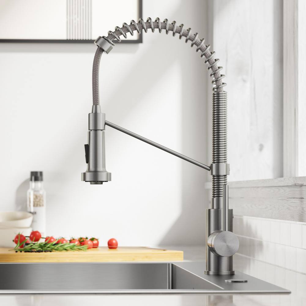 KRAUS KCH-1000 Loften All in-One 33 in. Drop In/Undermount Single Bowl 18 Gauge Stainless Steel Kitchen Sink with Pull Down Faucet