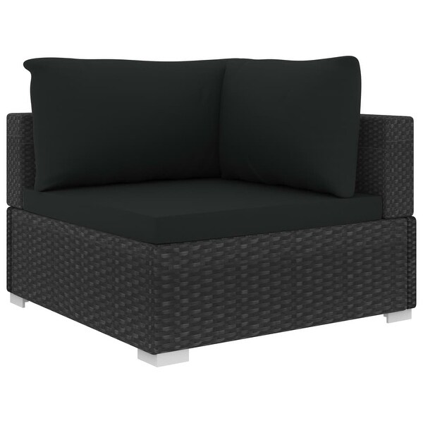 10 Piece Patio Lounge Set with Cushions Poly Rattan Black - Overstock - 36363632