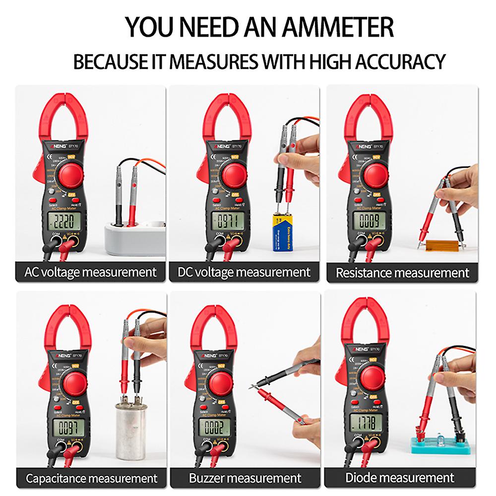 Aneng St170 Smart Clamp Meter 1999 Counts Auto-ranging Digital Multimeter Lcd Screen Ac Dc Voltage Ac Current Tester Led Flashlight Ncv Induction Volt