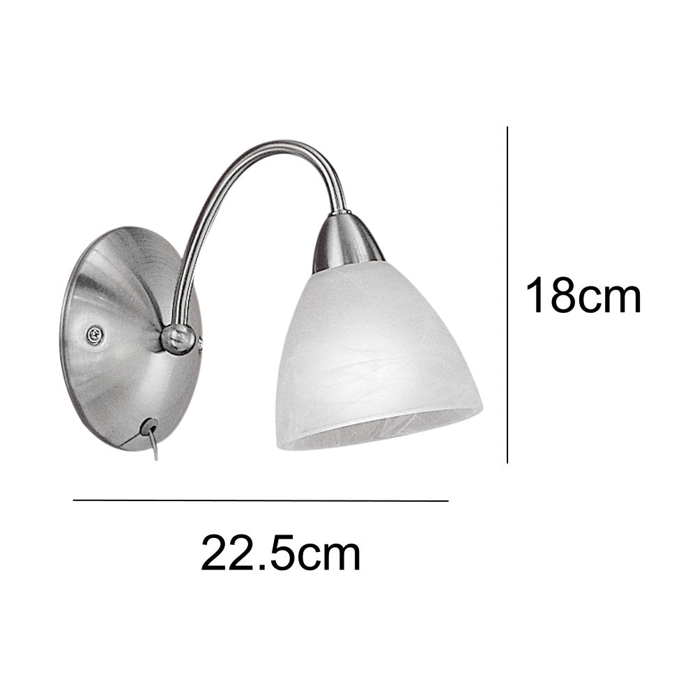 Britalia BR13312 Satin Nickel & Alabaster Glass Switched Wall Light