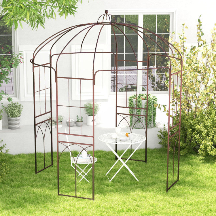 8.4 x 7 ft French Style Birdcage Shape Heavy Duty Gazebo, Pergola Pavilion Arch Arbor Arbour Plants Stand Rack for Wedding Outdoor Garden Lawn Backyard Patio,Climbing Vines,Roses