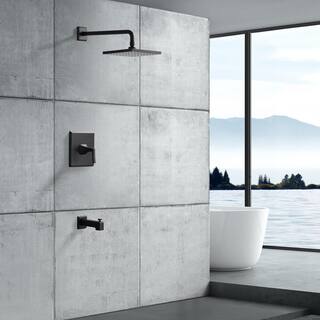 Ultra Faucets Lotto Single Handle 1-Spray Tub and Shower Faucet 1.8 GPM with Pressure Balance in. Matte Black (Valve Included) UF78407R