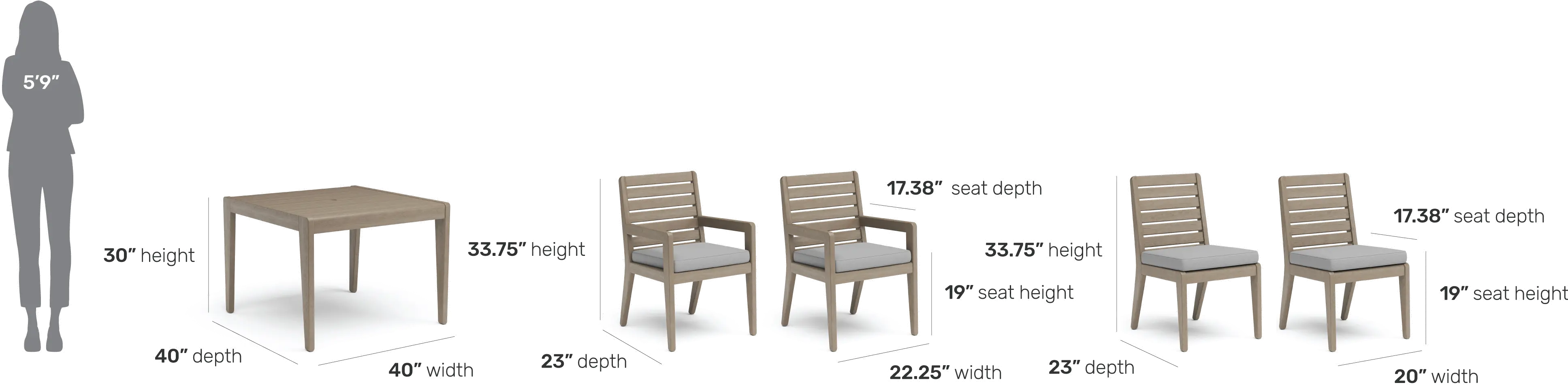 Sustain Brown 5 Piece Outdoor Dining Table with Armchairs