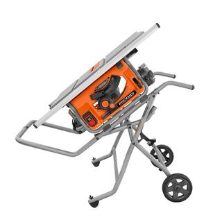 RIDGID 15 Amp 10 in. Portable Pro Jobsite Table Saw with Rolling Stand and Pneumatic 18-Gauge 2-18 in. Brad Nailer R4514-R213BNF