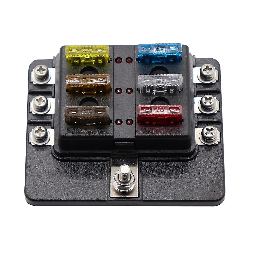 6 Way Blade Fuse Box With Led Indicator Fuse Block For Car Boat Marine Caravan 12v 24v
